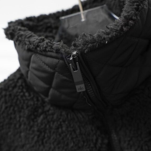 ALO YOGA Sherpa Edge Bomber Series Solid Color Stand Collar Zipper Casual Hoodle - Picture 6 of 10